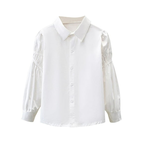 CLOISE Boys Button down Shirts Long Sleeve Youth White Collared Tops Solid Lace Trim Cotton Outfits Fall Winter Clothes 3-14T