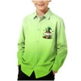 thumbnail image 1 of CLOISE Boys Girls Button down Shirt St Patricks Day Long Sleeve School Uniform with Collar Gradient Tops Slim Lightweight Going Out Clothes, 1 of 7
