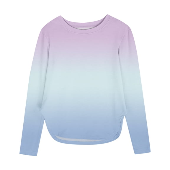 CLOISE Boys Girls Kids Tops and Blouses Crew Neck Shirt Tunic Gradient Long Sleeve Pullover Casual Fall Winter Clothes