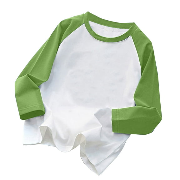 CLOISE Boys Long Sleeve Shirts Girls Toddler Crew Neck Tops Solid Cotton Outfits Fall Winter Clothes Green 90