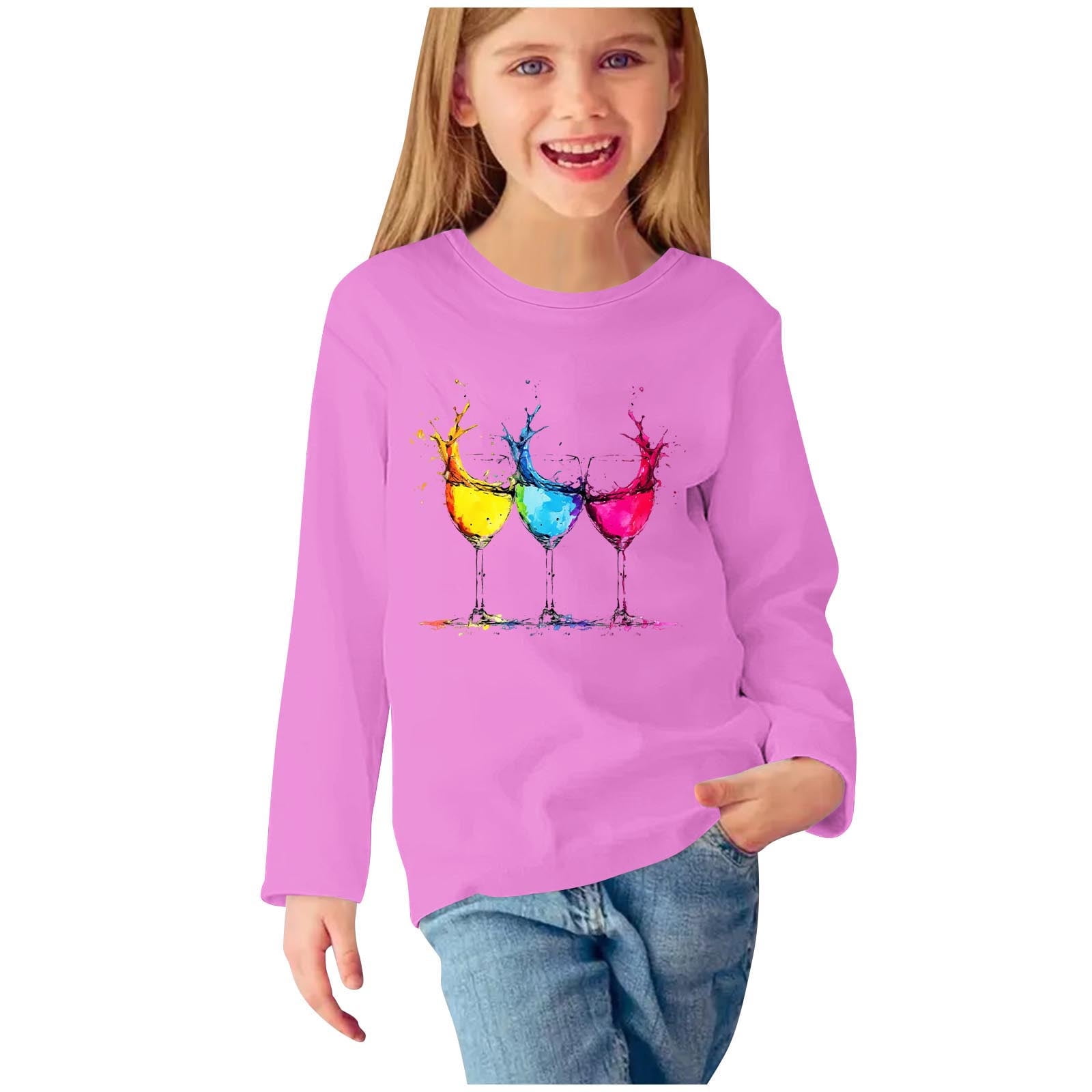 CLOISE Boys Long Sleeve Shirts Girls Youth Crew Neck Tops Print Casual ...