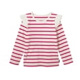 thumbnail image 1 of CLOISE Boys Shirts Long Sleeve Girls Toddler Crew Neck Tops Striped Ruffle Trim Cotton Casual Fashion Fall Winter Clothes Pink 1-12T, 1 of 3