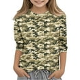 thumbnail image 1 of CLOISE Boys White T Shirt Girls Toddler 3/4 Sleeve Crew Neck Tops Camouflage Casual Fashion Fall Winter Clothes Camouflage 3-12T, 1 of 6