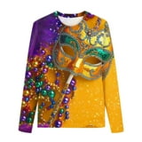 CLOISE Boys White T Shirt Long Sleeve Girls Toddler Mardi Gras Purple ...