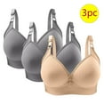thumbnail image 1 of CLOISE Bralettes for Women Fashion 3 Pack Wireless Push up Bras with Support and Lift Full Coverage Large Bust Seamless Padded Bras Straps Adjustable Sleep Bras Soft Everyday Bras Beige 42/95, 1 of 3