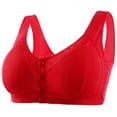 thumbnail image 1 of CLOISE Bralettes for Women Fashion Wireless Cotton Bras for Older Women Front Closure High Support No Underwire Full Coverage Push up Bras Front Snaps Seniors Lace Everyday Bras Red 46, 1 of 2
