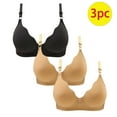thumbnail image 1 of CLOISE Bralettes for Women with Support 3 Pack Wireless Push up Bras with Support and Lift Large Bust Seamless Padded Bras Straps Adjustable Comfort Sleeping Everyday Bras Black XL, 1 of 3