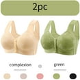 thumbnail image 1 of CLOISE Bralettes for Women with Support Plus Size 2 Pack Front Closure Full Coverage No Underwire Bras for Seniors Wireless Push up Bras with Back Support Lace Everyday Bras Beige 4XL, 1 of 4