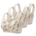 thumbnail image 1 of CLOISE Bralettes for Women with Support Plus Size 3 Pack Front Closure No Underwire Bras for Seniors Wireless Full Coverage Push up Front Snap Bra Older Women Lace Everyday Bras Beige 3XL, 1 of 2