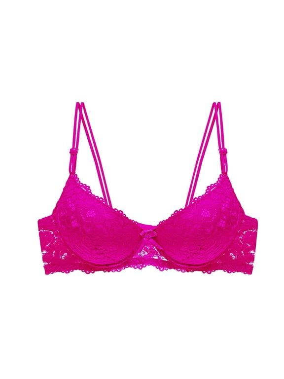Bralettes for Women with Support Plus Size Bras Underwire Push up Stretch Cami Bras with Adjustable Straps Large Bust Bras with Support and Lift Lace Bras Everyday Bras Hot Pink L