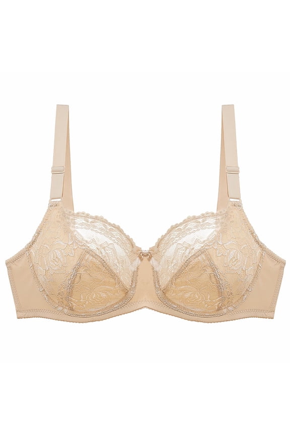 Bralettes for Women with Support Plus Size Bras Underwire Push up Stretch Cami Bras with Adjustable Straps Large Bust Bras with Support and Lift Lace Bras Everyday Bras Beige 2XL