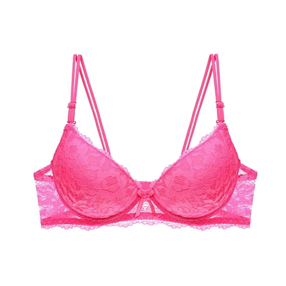 CLOISE Bralettes for Women with Support Plus Size Bras Underwire Push up Stretch Cami Bras with Adjustable Straps Large Bust Bras with Support and Lift Lace Bras Everyday Bras Pink M