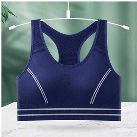 CLOISE Bralettes for Women Working out Wireless Sports Bras Seamless Racerback Bra Stretch Push up Bras Full Coverage Everyday Bras Blue L