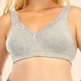 thumbnail image 1 of CLOISE Bralettes for Women Working out Plus Size Bras Underwire Full Coverage Push up Cotton Bras Large Bust Lightly Lined Bras with Support and Lift Comfort Lace Everyday Bras Gray XL, 1 of 6