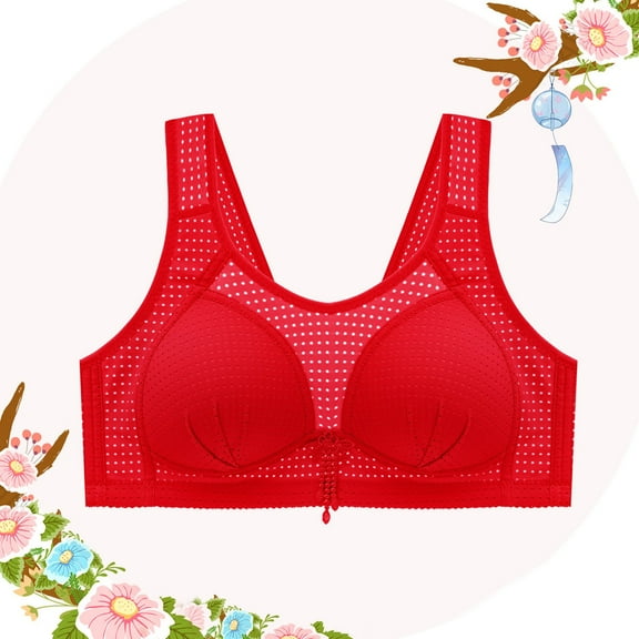 CLOISE Bralettes for Women Working out Plus Size Bras Underwire Full Coverage Push up Bras Large Bust High Support Bra Underwire Hollow Bras with Support and Lift Everyday Bras Red XL
