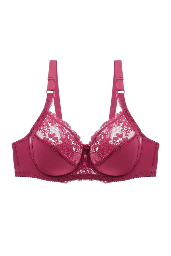 Bralettes for Women Working out Plus Size Bras Underwire Push up Stretch Cami Bras with Adjustable Straps Large Bust Bras with Support and Lift Lace Bras Everyday Bras Wine 2XL