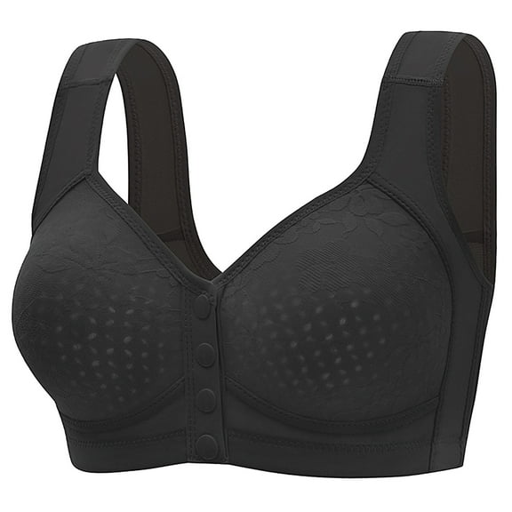 CLOISE Bralettes for Women Working out Plus Size Front Closure No Underwire High Support Bras Seamless Big Bust Push up Sports Bras Wireless Bras with Support and Lift Everyday Bras Black XL