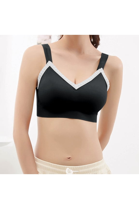 Bralettes for Women Working out Underwire Push up Stretch Cami Bras with Adjustable Straps Large Bust Seamless Bras with Support and Lift Comfort Soft Lace Everyday Bras Black M
