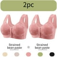 thumbnail image 1 of CLOISE Bras for Women Front Closure Plus Size 2 Pack Front Closure Full Coverage No Underwire Bras for Seniors Wireless Front Close Push up Bras with Back Support Lace Everyday Bras Pink XL, 1 of 4