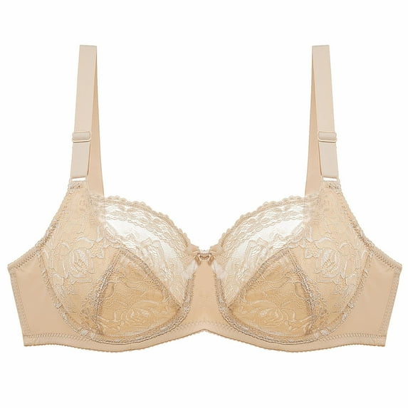 CLOISE Bras for Women Plus Size Bras Underwire Push up Stretch Cami Bras with Adjustable Straps Large Bust Bras with Support and Lift Lace Bras Everyday Bras Comfort Sleep Bras Beige XL