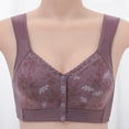 thumbnail image 1 of CLOISE Bras for Women No Underwire Push up Plus Size Front Closure Full Coverage No Underwire Bras for Seniors Wireless Front Close Push up Bras with Back Support Lace Everyday Bras Purple 4XL, 1 of 3