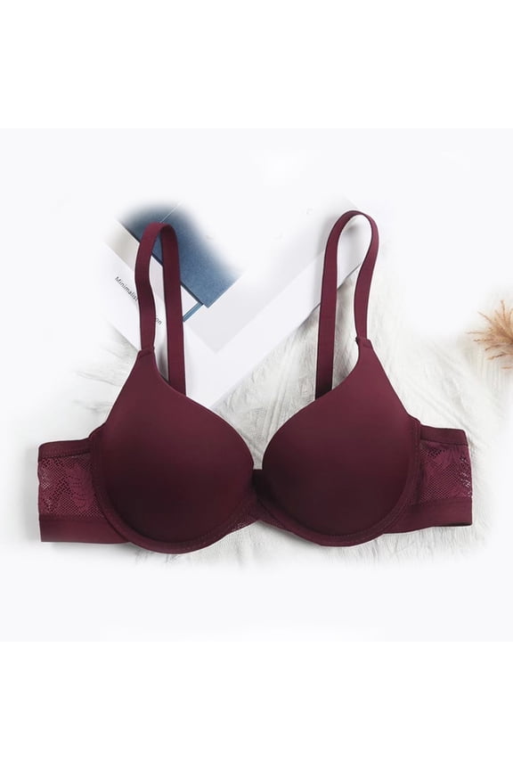 Bras for Women Underwire Push up Stretch Cami Bras with Adjustable Straps Large Bust Seamless Bras with Support and Lift Comfort Lace Sleeping Everyday Bras Red 38/85