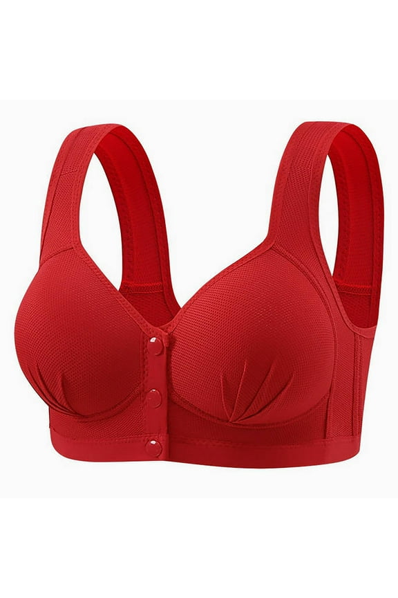 Bras for Older Women Front Closure Padded Plus Size No Underwire Full Coverage Comfortable Bras with Sagging Breasts S-3XL