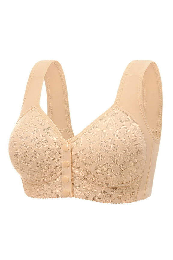 Bras for Older Women Front Closure Padded Plus Size No Underwire Full Coverage Everyday Bra with Sagging Breasts M-4XL