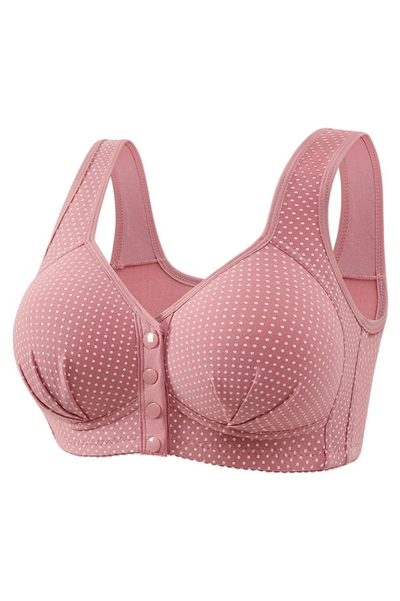 Bras for Older Women Front Closure Plus Size No Underwire Full Coverage Lace Lounge Bras with Sagging Breasts S-5XL