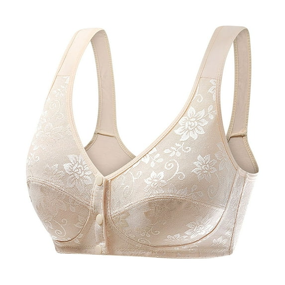 CLOISE Bras for Women Front Closure Plus Size No Underwire Full Coverage Daily Bras with Sagging Breasts Beige 80C-100C