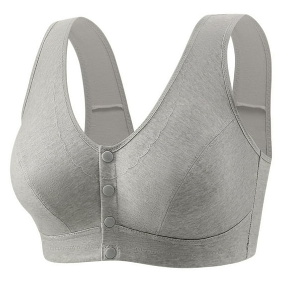 CLOISE Bras for Women Front Closure Plus Size No Underwire Full Coverage Daily Bras with Sagging Breasts Gray 3XL-6XL