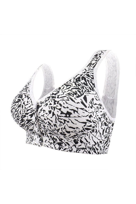 Bras for Women Front Closure Plus Size No Underwire Full Coverage Everyday Bra with Sagging Breasts Black S-3XL