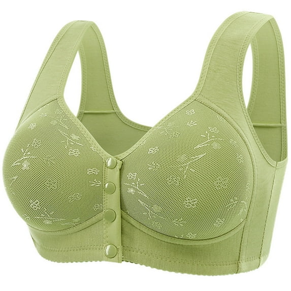 CLOISE Bras for Women Front Closure Plus Size No Underwire Full Coverage Everyday Bra with Sagging Breasts Green 36-50