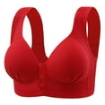 thumbnail image 1 of CLOISE Bras for Women Front Closure Plus Size Push up No Underwire Padded No Zipper Comfortable Bras Red S-3XL, 1 of 2