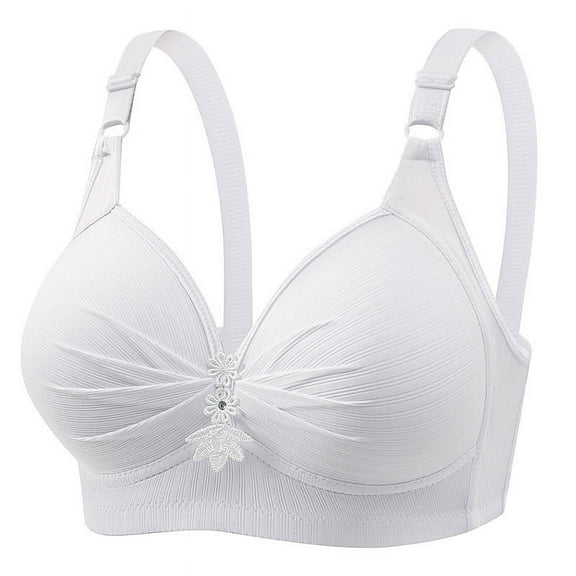 CLOISE Bras for Women No Underwire Padded Plus Size Full Coverage Comfortable Bras with Sagging Breasts White XS-5XL