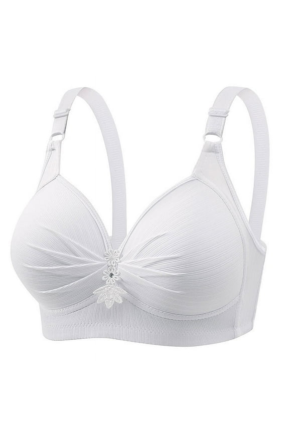 Bras for Women No Underwire Padded Plus Size Full Coverage Comfortable Bras with Sagging Breasts White XS-5XL