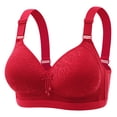 thumbnail image 1 of CLOISE Bras for Women No Underwire Padded Plus Size Push up No Zipper Lace Daily Bras Red S-3XL, 1 of 2