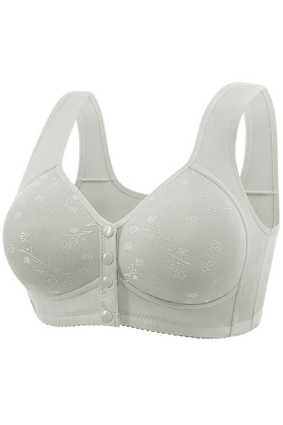 Bras for Women Plus Size Front Closure No Underwire Full Coverage Daily Bras with Sagging Breasts Gray 36-50
