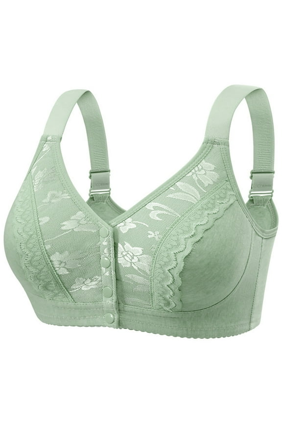 Bras for Women Plus Size Front Closure No Underwire Full Coverage Daily Bras with Sagging Breasts Green 36-52