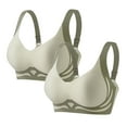 thumbnail image 1 of CLOISE Bras for Women Wireless Plus Size 2 Pack No Underwire Full Coverage Everyday Bra with Sagging Breasts Green M-3XL, 1 of 2