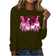 thumbnail image 1 of CLOISE Breast Cancer Blouses Women Long Sleeve Crewneck Tshirts Gnomes Ribbon Pink Breast Cancer Awareness Tee Shirts Cute Comfy Shirts Cancer Fight Clothes Army Green XL, 1 of 4