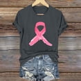 thumbnail image 1 of CLOISE Breast Cancer Blouses Women Short Sleeve Crew Neck Tshirts Ribbon Oversized Breast Cancer Support Shirts Fashion Comfy Blouses Cancer Awareness in October Outfits Gray L, 1 of 4