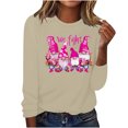 thumbnail image 1 of CLOISE Breast Cancer Shirts for Women Long Sleeve Crew Neck T Shirts Gnomes Ribbon Oversized Breast Cancer Fight Shirts Fashion Comfort Blouses Cancer Survivor Gifts in October Outfits Beige L, 1 of 4