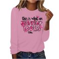 thumbnail image 1 of CLOISE Breast Cancer Shirts for Women Long Sleeve Crew Neck T Shirts Ribbon Oversized Breast Cancer Support Shirts Fashion Comfy Blouses Cancer Awareness in October Outfits Pink XL, 1 of 4