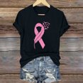 thumbnail image 1 of CLOISE Breast Cancer Shirts Women Short Sleeve Crew Neck Shirts Ribbon Pink Breast Cancer Awareness Tshirts Fashion Comfy T Shirts Cancer Fight in October Clothes Black L, 1 of 4