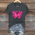 thumbnail image 1 of CLOISE Breast Cancer Shirts for Women Short Sleeve Round Neck T Shirts Butterfly Ribbon Pink Breast Cancer Survivor Gifts Blouses Trendy Loose Tops Cancer Support Fall Clothes Gray XL, 1 of 4