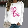 thumbnail image 1 of CLOISE Breast Cancer Sweatshirt Women Breast Cancer Fight Sweatshirts Butterfly Ribbon Oversized Crewneck Long Sleeve Blouses Cancer Survivor Gifts Tops Comfort Pullover Hoodie Fall Outfits White 2XL, 1 of 4