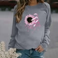 thumbnail image 1 of CLOISE Breast Cancer Sweatshirts for Women Breast Cancer Survivor Gifts Sweatshirt Sunflower Ribbon Pink Round Neck Long Sleeve Tops Cancer Support Hoodie Casual Pullover Shirts Clothes Gray 2XL, 1 of 4