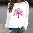 thumbnail image 1 of CLOISE Breast Cancer Sweatshirts for Women Breast Cancer Survivor Gifts Sweatshirt Ribbon Pink Crewneck Long Sleeve Tops Cancer Support Hoodie Casual Pullover Shirts Fall Clothes White S, 1 of 4