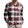 thumbnail image 1 of CLOISE Business Casual Tops for Men Big and Tall Collared Shirt Plaid Long Sleeve Pullover Fall Winter Clothes, 1 of 4